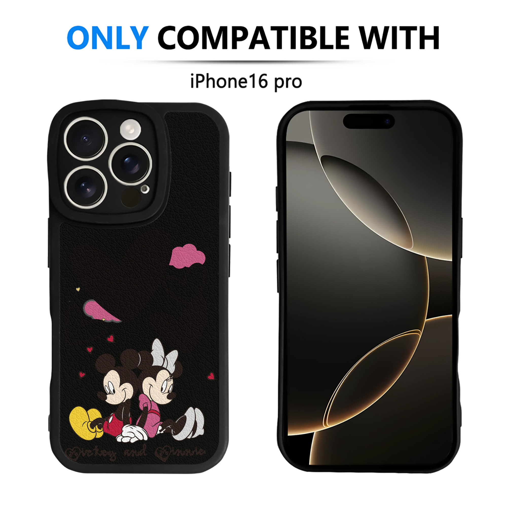 （画像用） ミッキーマウス Mickey Mouse 【iPhone 16シリーズ対応】シリコンスマホケース（レザー調） 材質：シリコン